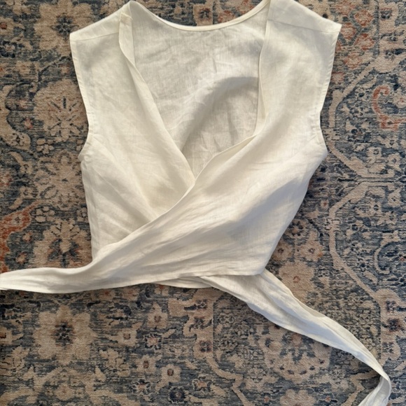 Whimsy + Row Tops - Whimsy + Row Valentina Linen Wrap Top